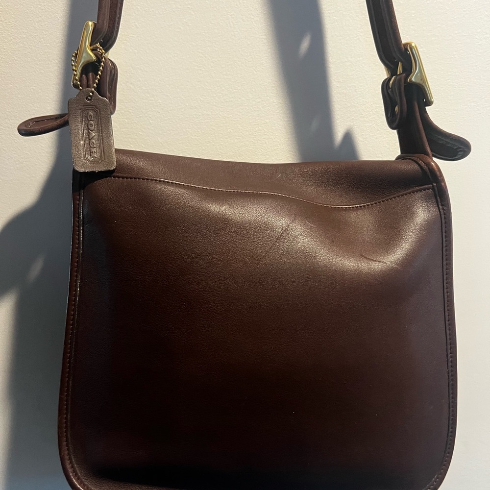 SOLD!!!😢Vintage Leather Coach Stewardess Handbag Chocolate Brown 9525 (1996) - Picture 5 of 9